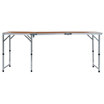 Zijaanzicht van de vidaXL inklapbare campingtafel met aluminium frame en MDF blad.