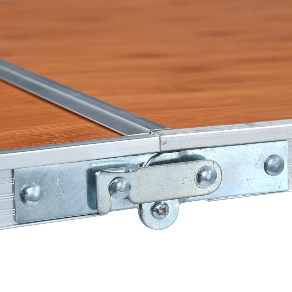 Detail van het stevige scharnier van de vidaXL inklapbare campingtafel.