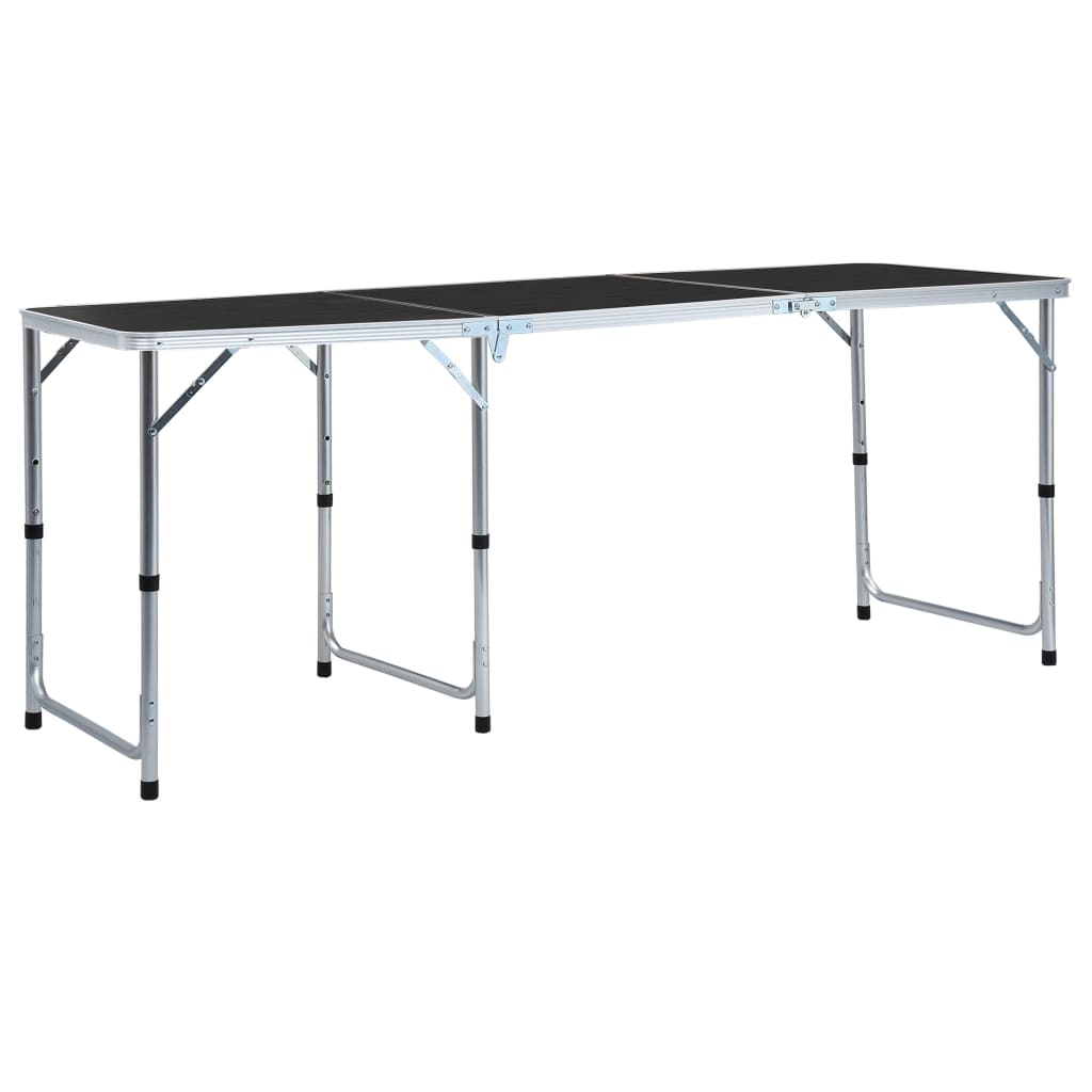Inklapbare vidaXL campingtafel van 180x60 cm, lichtgewicht met een stevig aluminium frame.