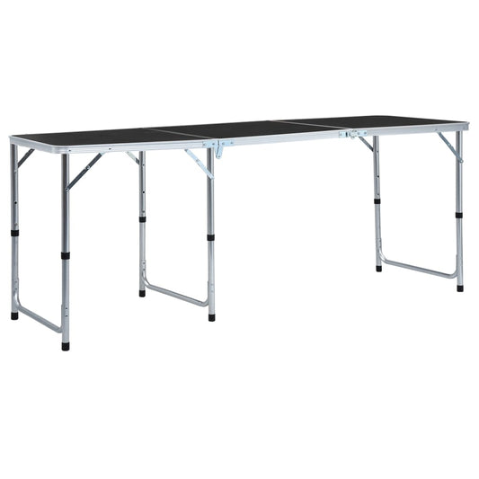 Inklapbare vidaXL campingtafel van 180x60 cm, lichtgewicht met een stevig aluminium frame.