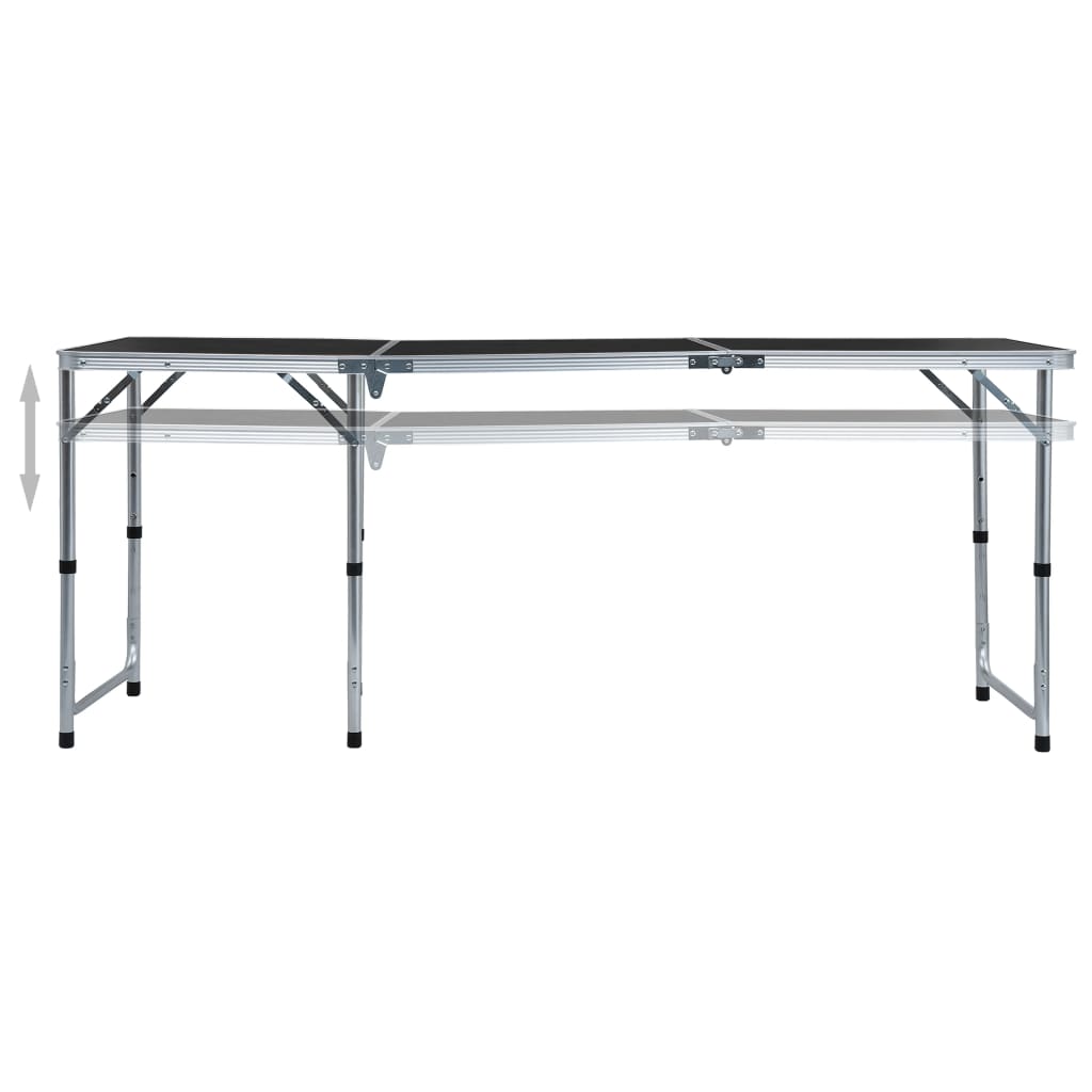 Detail van de vidaXL campingtafel met verstelbare poten in zijaanzicht.