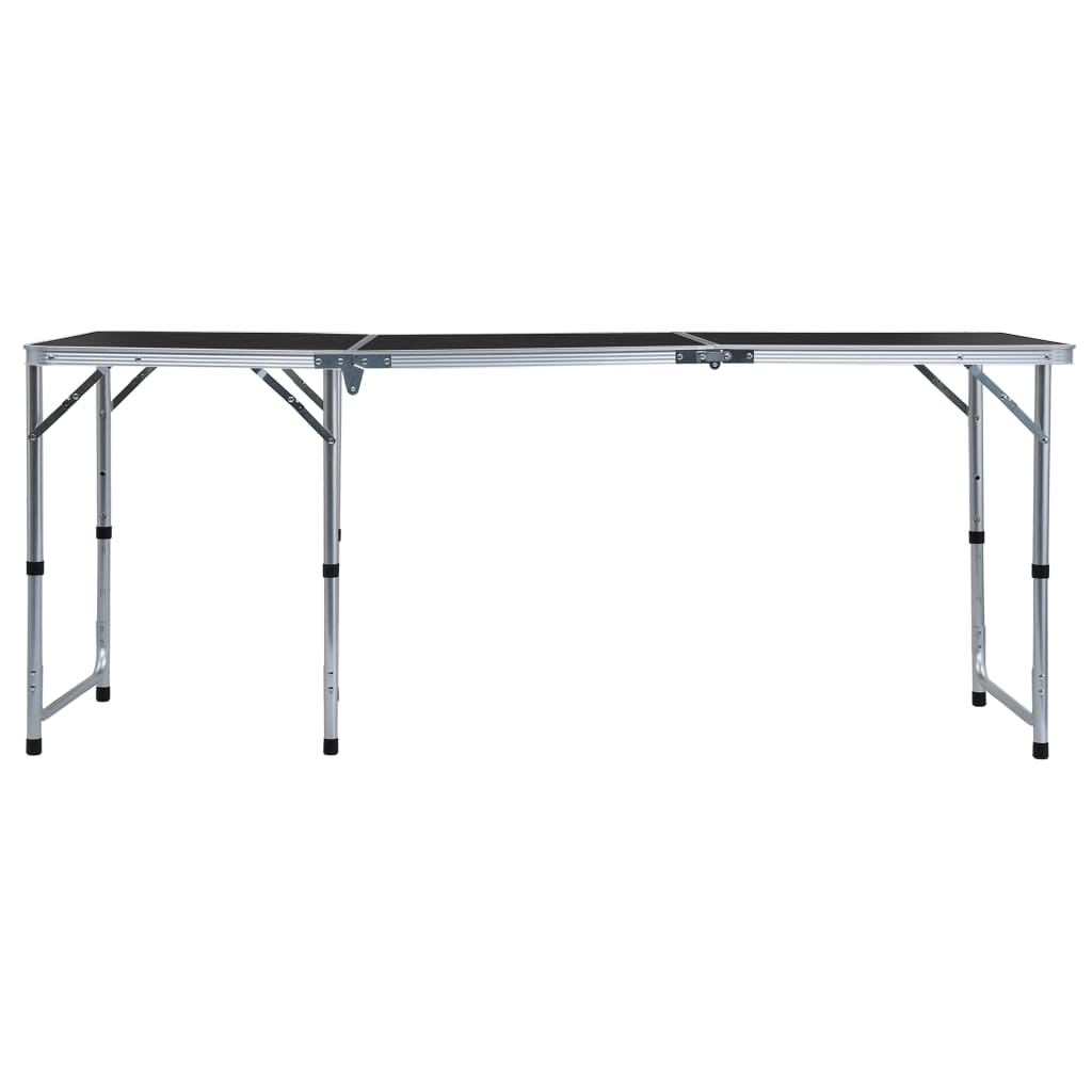 Detail van de vidaXL campingtafel in grijs, met inklapbaar ontwerp en stevig metalen frame.