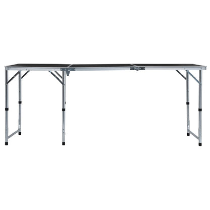 Detail van de vidaXL campingtafel in grijs, met inklapbaar ontwerp en stevig metalen frame.