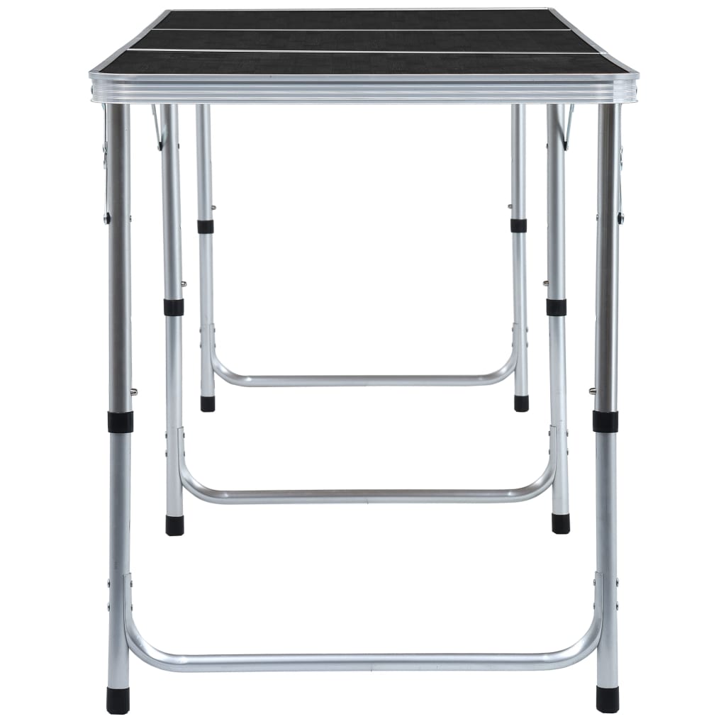 Zijaanzicht van de vidaXL inklapbare campingtafel met stevig aluminium frame en MDF blad.