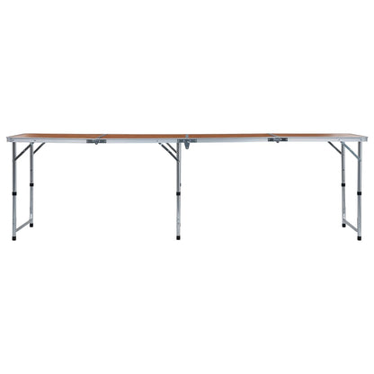 Zijaanzicht van de vidaXL inklapbare campingtafel van 240x60 cm met aluminium frame.