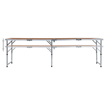 Zijaanzicht van de vidaXL inklapbare campingtafel, met verstelbare poten en aluminium frame.
