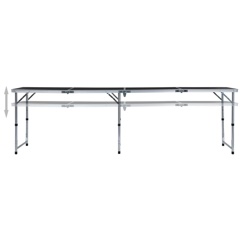 Zijaanzicht van de vidaXL inklapbare campingtafel met verstelbare hoogte en aluminium frame.
