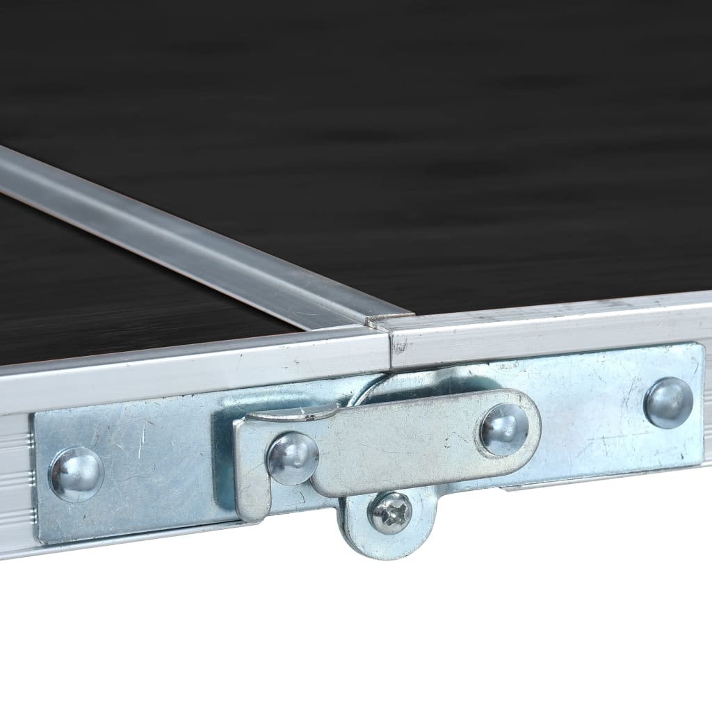 Detail van het stevige scharnier van de vidaXL inklapbare campingtafel in aluminium.