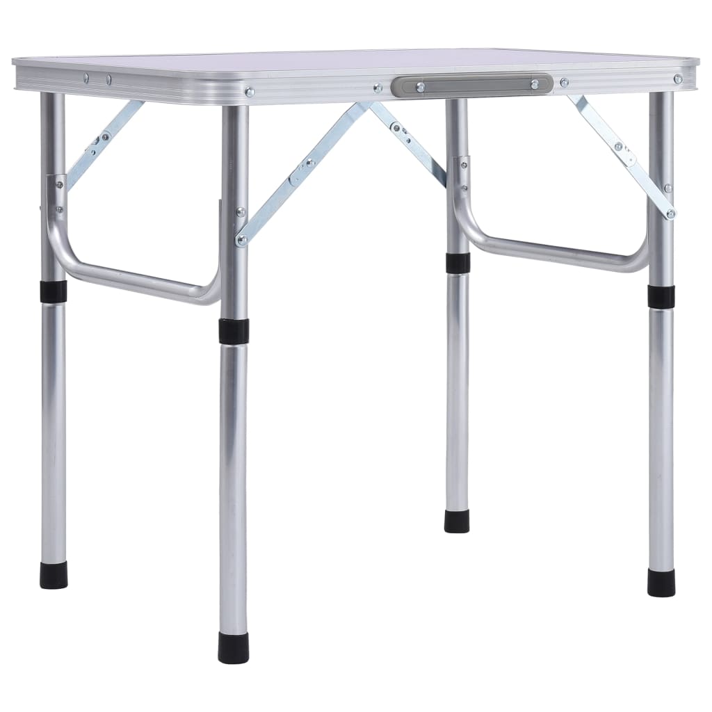 VidaXL inklapbare campingtafel van 60x45 cm met aluminium frame en witte bovenkant.