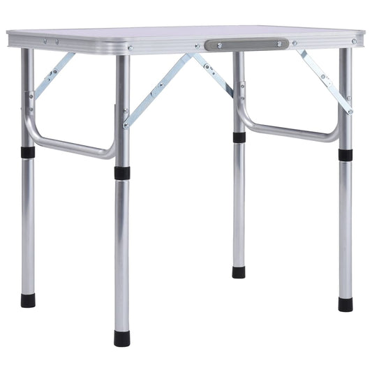 VidaXL inklapbare campingtafel van 60x45 cm met aluminium frame en witte bovenkant.
