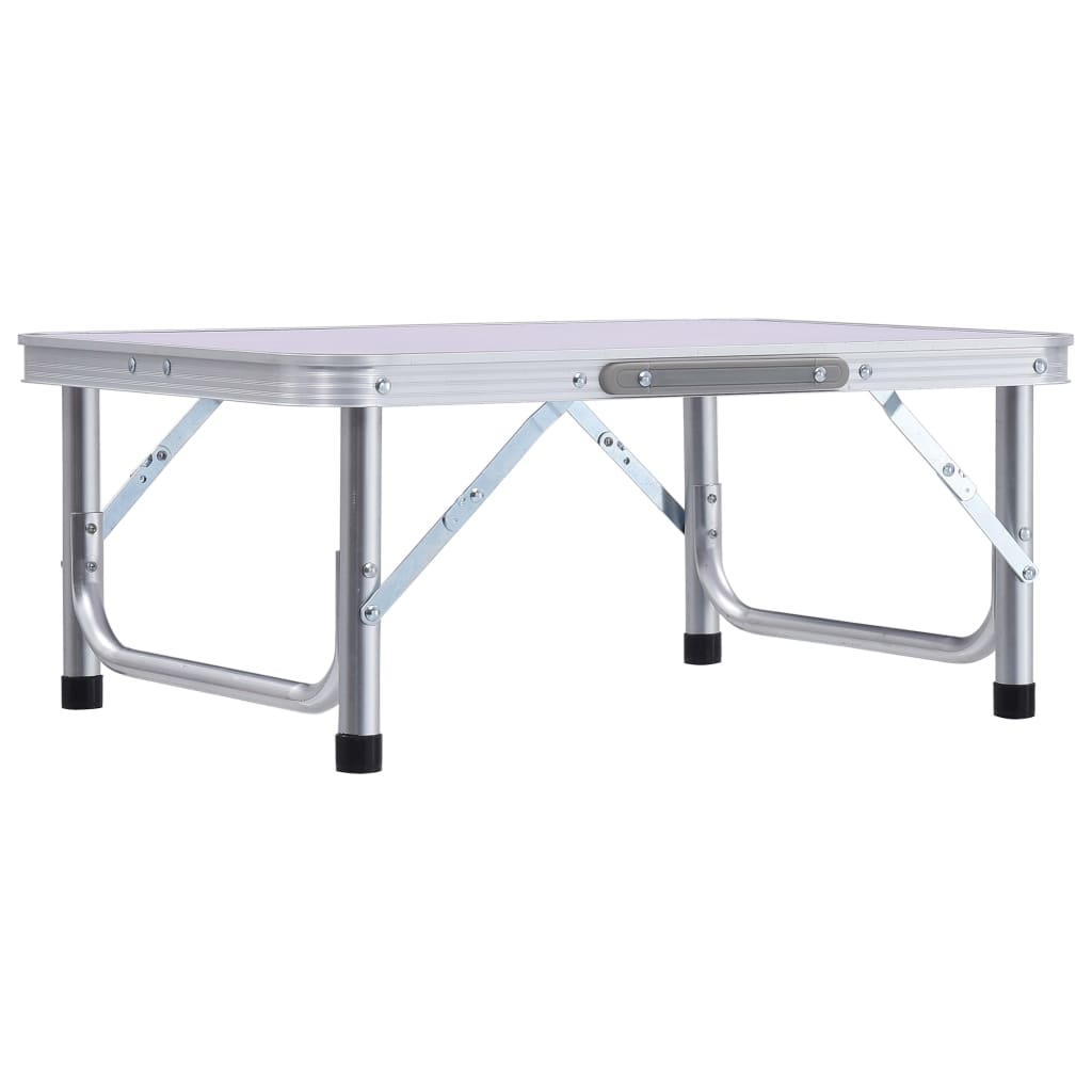Detail van de vidaXL inklapbare campingtafel in aluminium, zijaanzicht met zichtbaar frame.