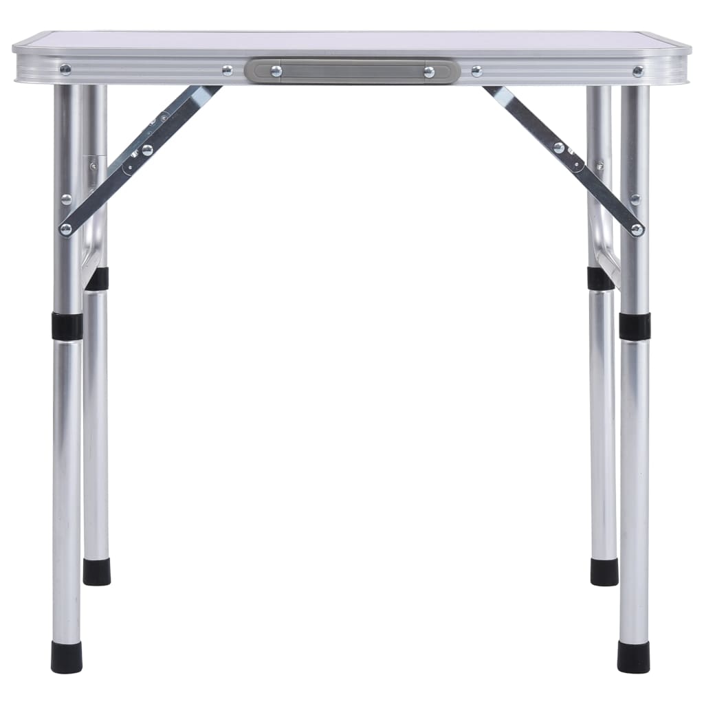 Detail van de vidaXL inklapbare campingtafel in wit, zijaanzicht met aluminium frame.