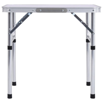Detail van de vidaXL inklapbare campingtafel in wit, zijaanzicht met aluminium frame.