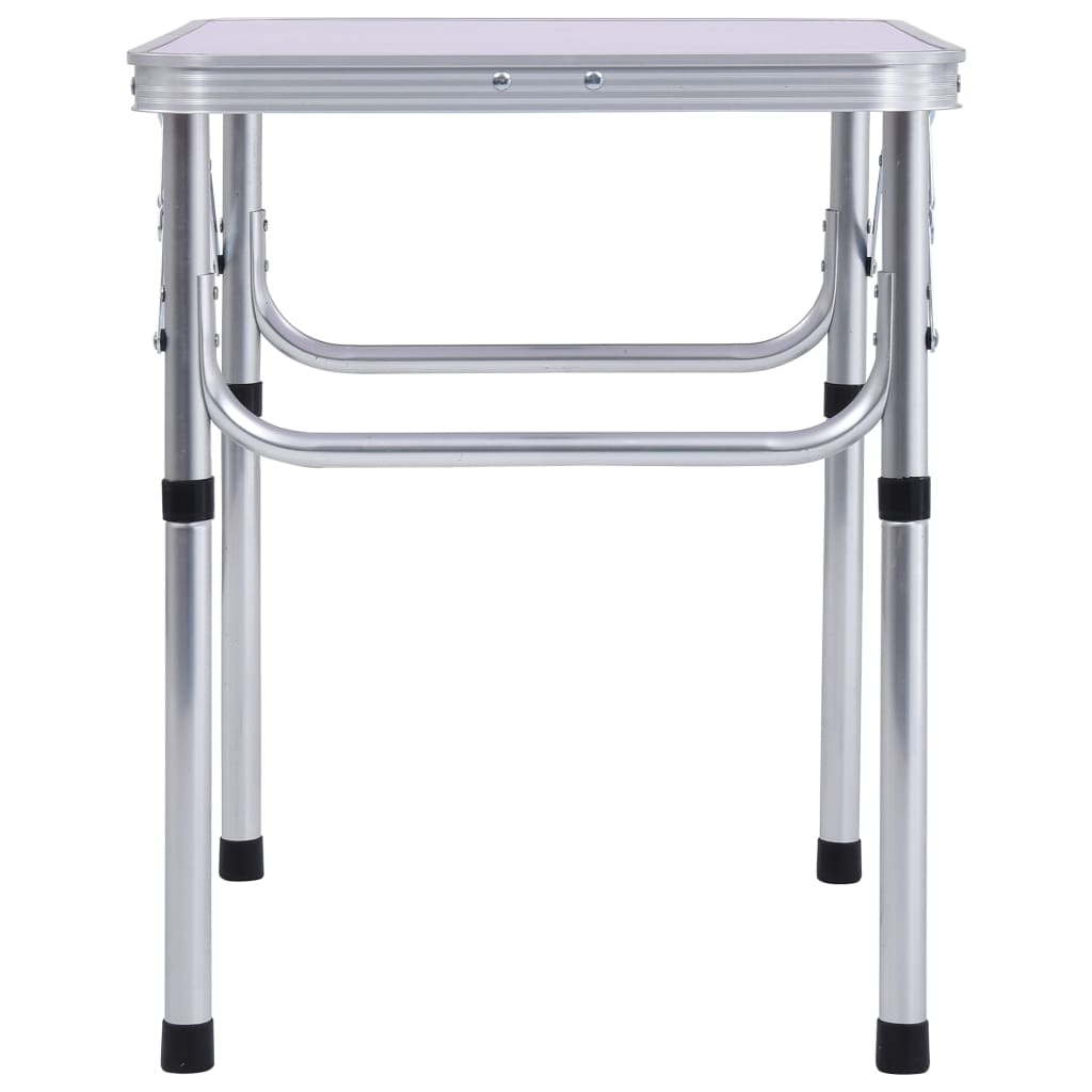 Detail van de vidaXL campingtafel in wit aluminium, zijaanzicht met inklapbare poten.