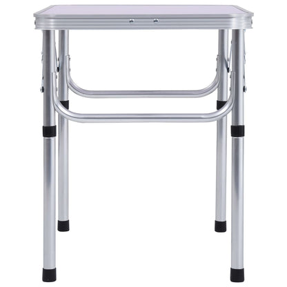Detail van de vidaXL campingtafel in wit aluminium, zijaanzicht met inklapbare poten.