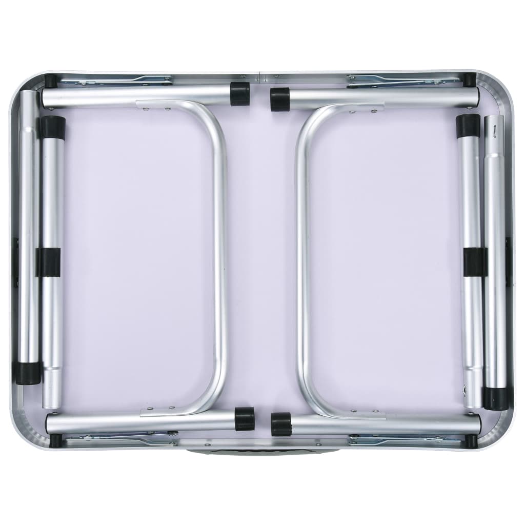 Ingeklapte vidaXL campingtafel met aluminium frame, bovenaanzicht van de tafel.