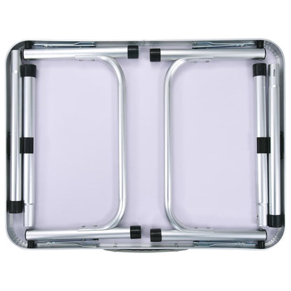 Ingeklapte vidaXL campingtafel met aluminium frame, bovenaanzicht van de tafel.