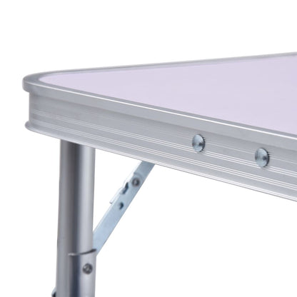 Detail van de aluminium rand van de vidaXL campingtafel, lichtgrijs met stevige bevestigingen.