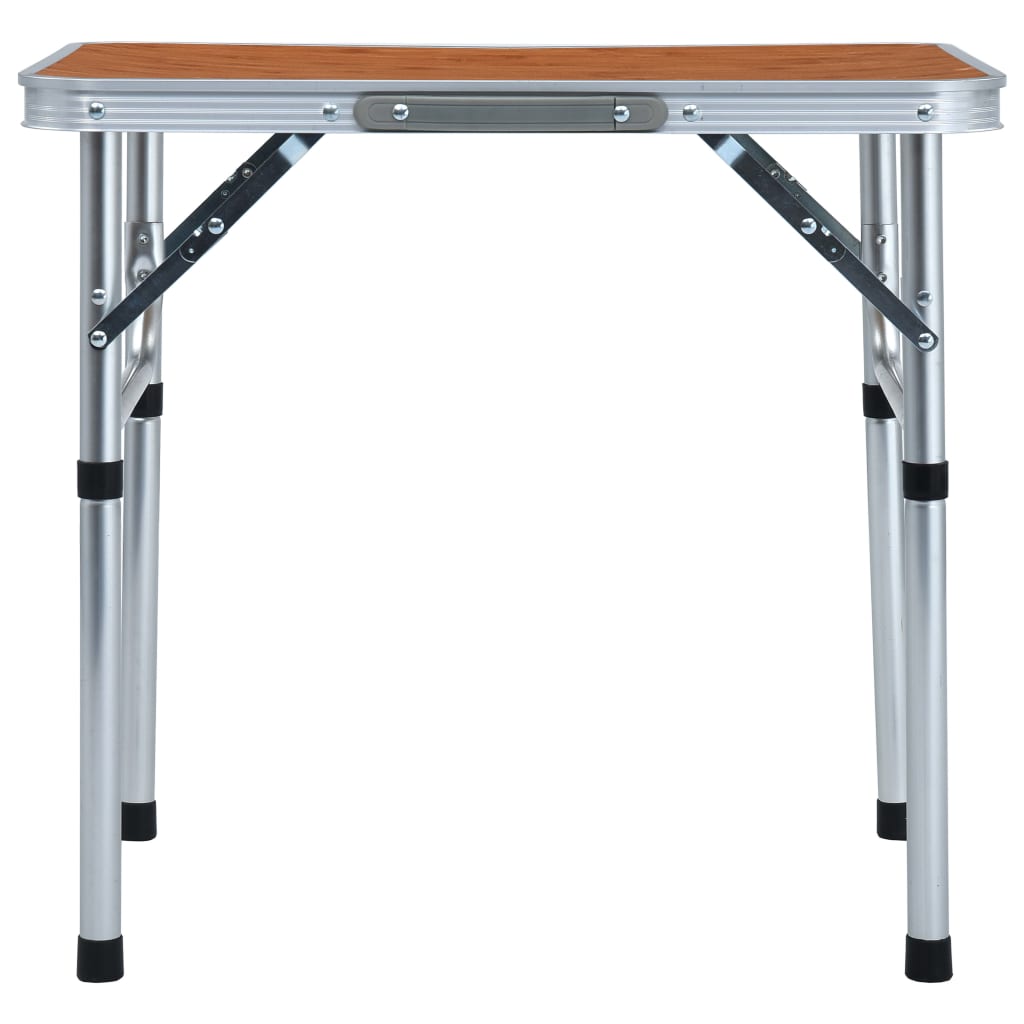 Detail van de vidaXL campingtafel met een stevig aluminium frame en MDF tafelblad.