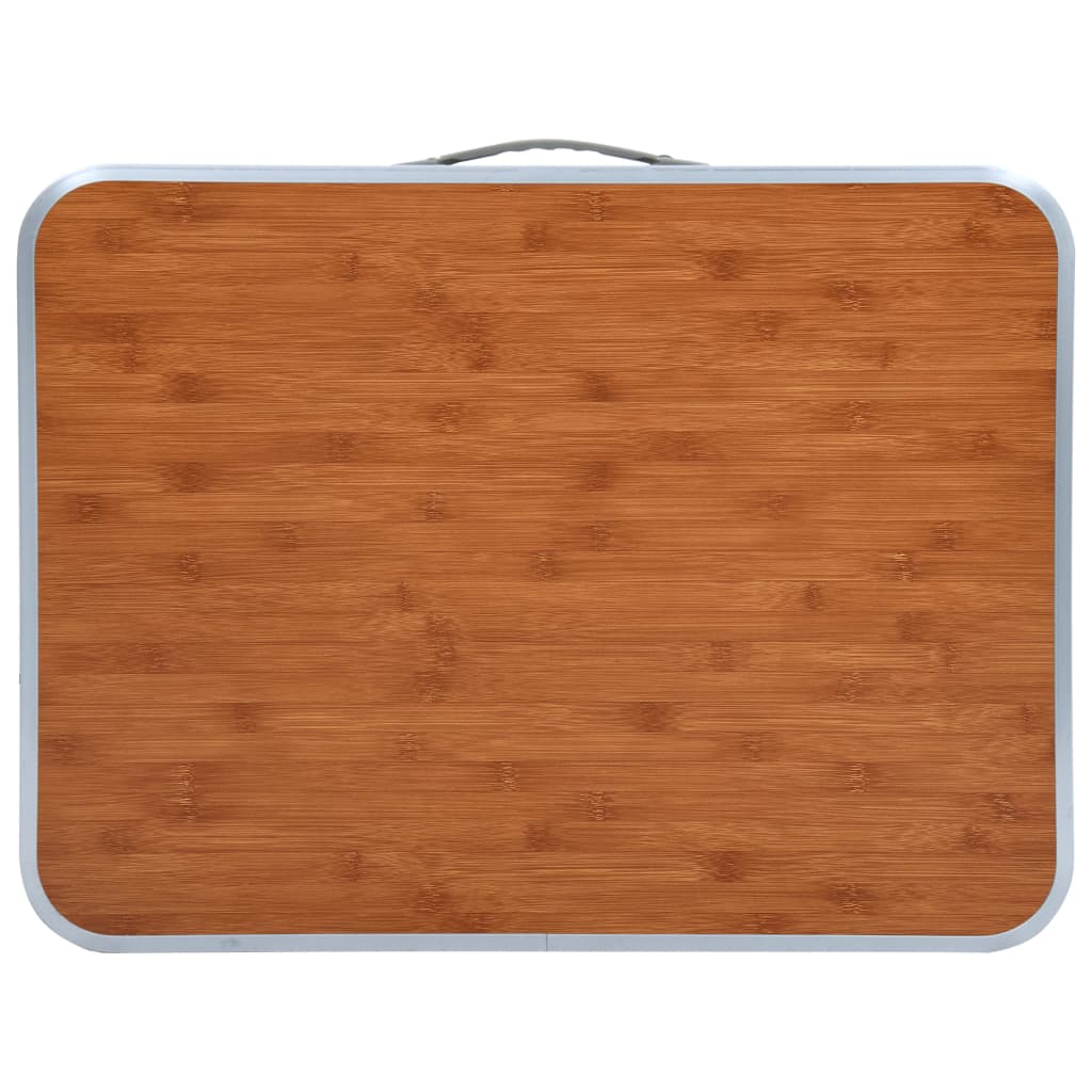 Bovenaanzicht van de inklapbare vidaXL campingtafel met MDF tafelblad in houtlook.