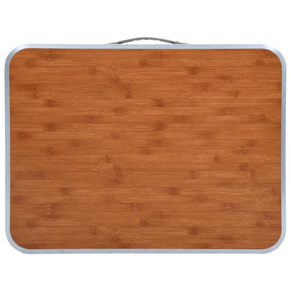 Bovenaanzicht van de inklapbare vidaXL campingtafel met MDF tafelblad in houtlook.
