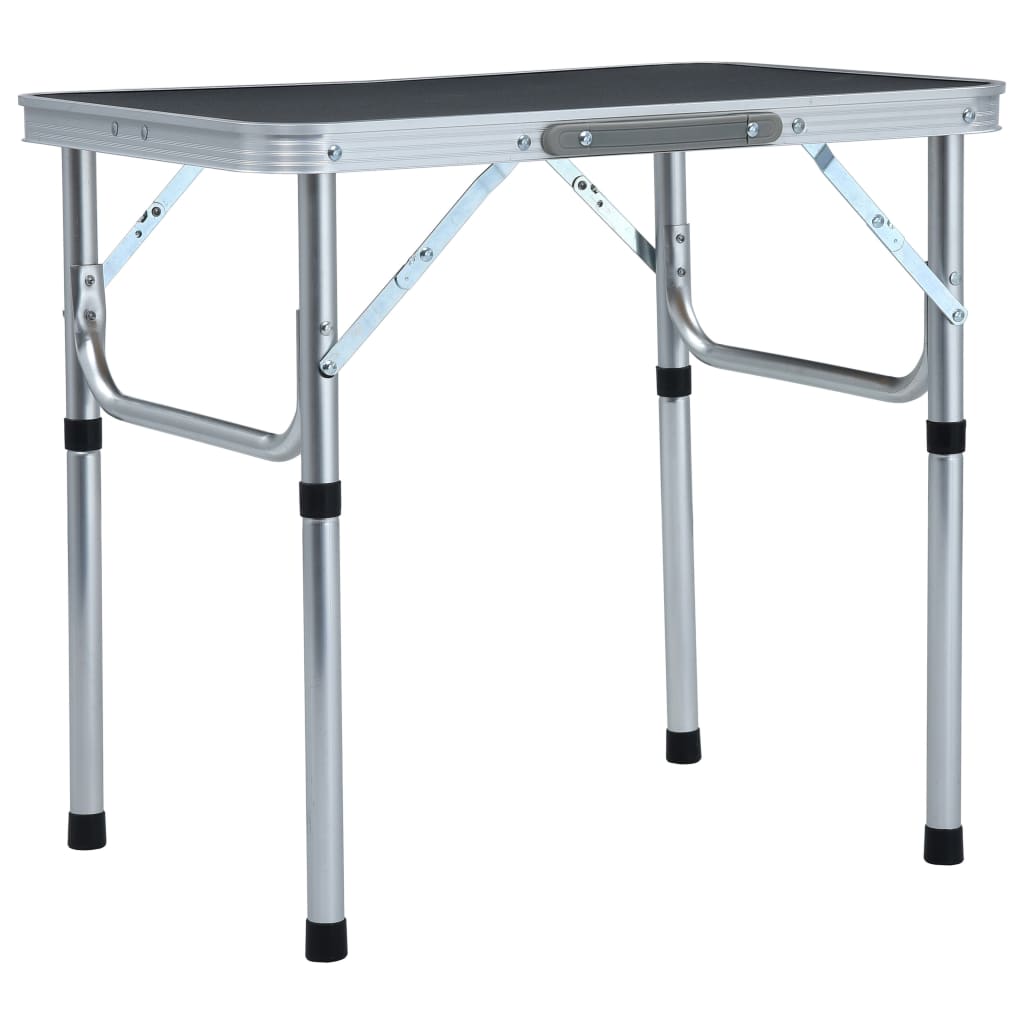 Inklapbare vidaXL campingtafel van aluminium, 60x45 cm, grijs, met stevig frame.