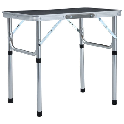Inklapbare vidaXL campingtafel van aluminium, 60x45 cm, grijs, met stevig frame.