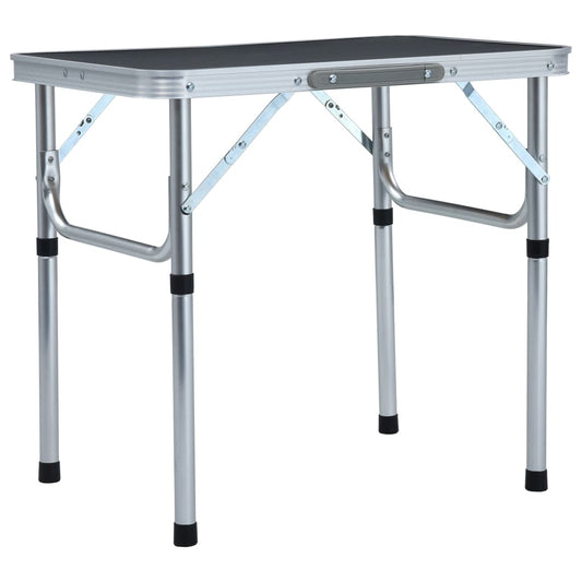 Inklapbare vidaXL campingtafel van aluminium, 60x45 cm, grijs, met stevig frame.