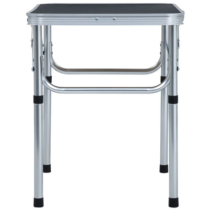 Zijaanzicht van de vidaXL inklapbare campingtafel met aluminium frame en zwart tafelblad.