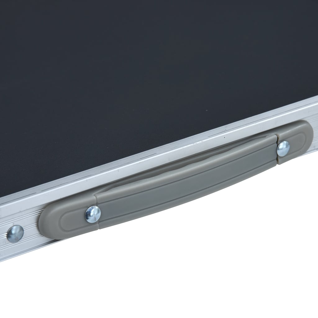 Detail van de grijze vidaXL campingtafel met handvat voor eenvoudig transport.