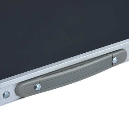 Detail van de grijze vidaXL campingtafel met handvat voor eenvoudig transport.