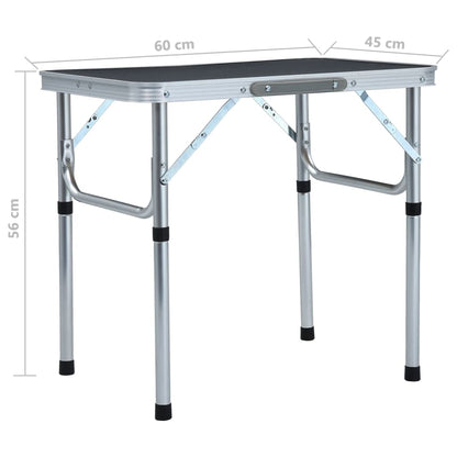 Detail van de vidaXL campingtafel met een inklapbaar aluminium ontwerp en afmetingen van 60x45 cm.