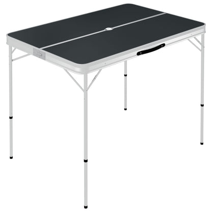 Zijaanzicht van de vidaXL inklapbare campingtafel in grijs met handige draaggreep.