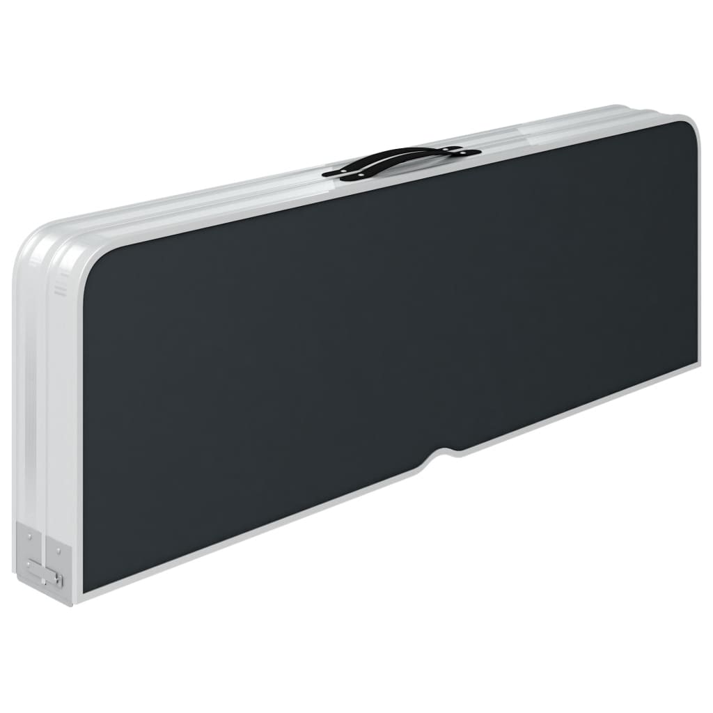 Zijaanzicht van de vidaXL campingtafel met opberghandle in grijs aluminium.