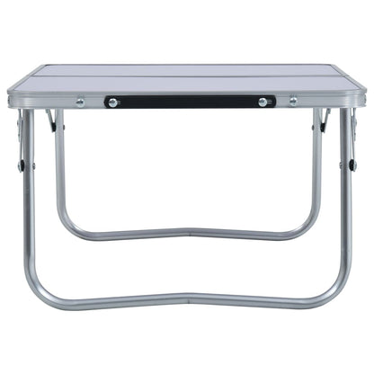 Zijaanzicht van de vidaXL inklapbare campingtafel met aluminium frame en MDF blad.