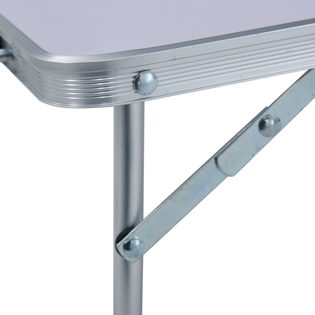 Detail van het aluminium frame en de opklapbare mechanismen van de vidaXL campingtafel.