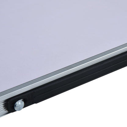 Detail van de aluminium rand van de vidaXL campingtafel in wit.