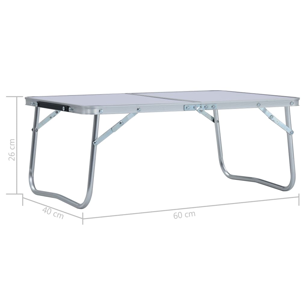 Detail van de vidaXL campingtafel, zijaanzicht met afmetingen 60x40 cm en 26 cm hoog.