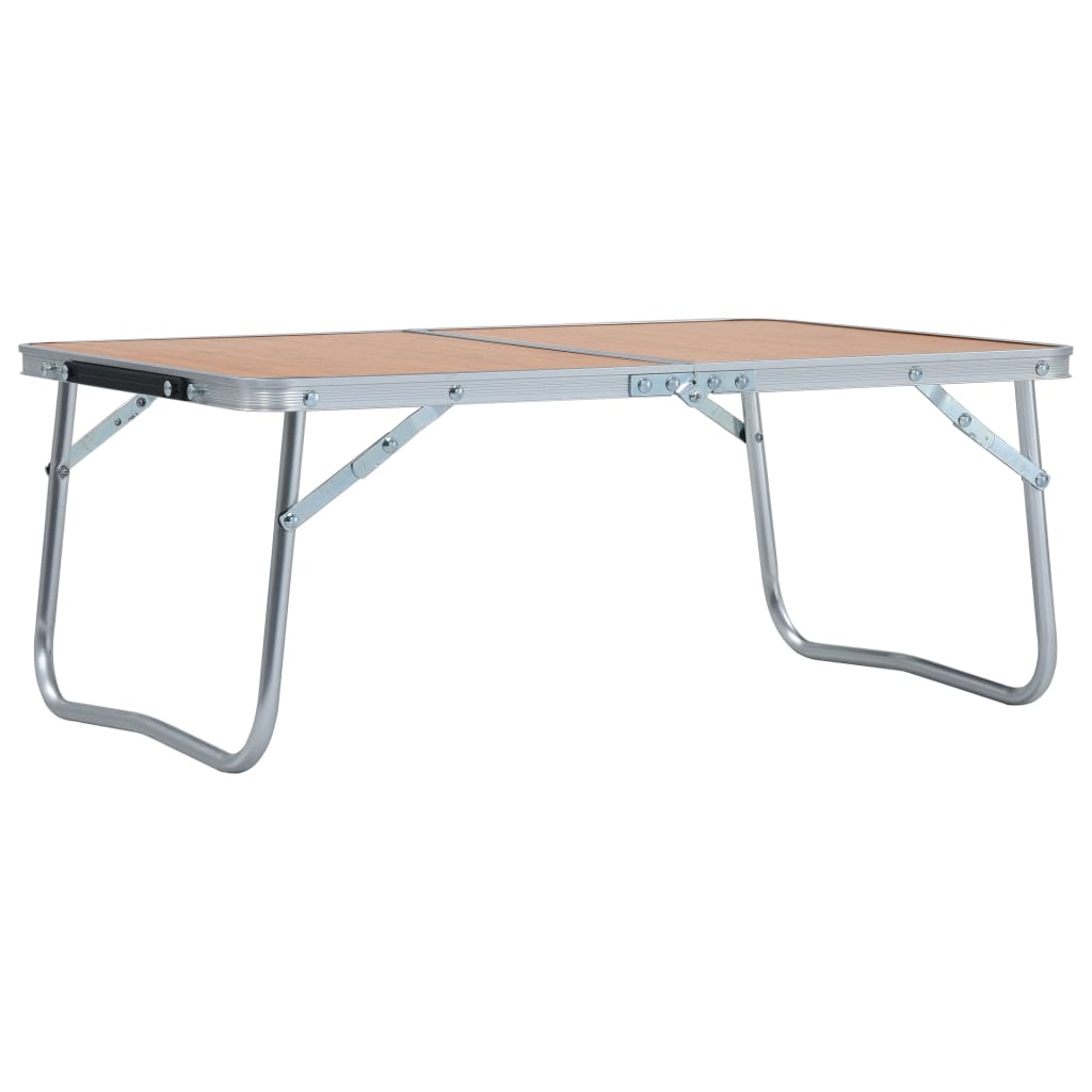 Inklapbare vidaXL campingtafel van 60x40 cm, lichtgewicht aluminium met bruine bovenkant.