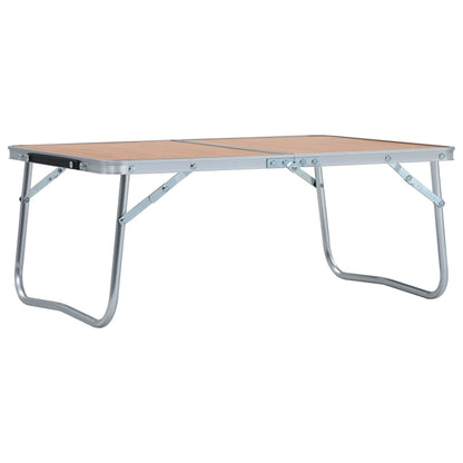 Inklapbare vidaXL campingtafel van 60x40 cm, lichtgewicht aluminium met bruine bovenkant.