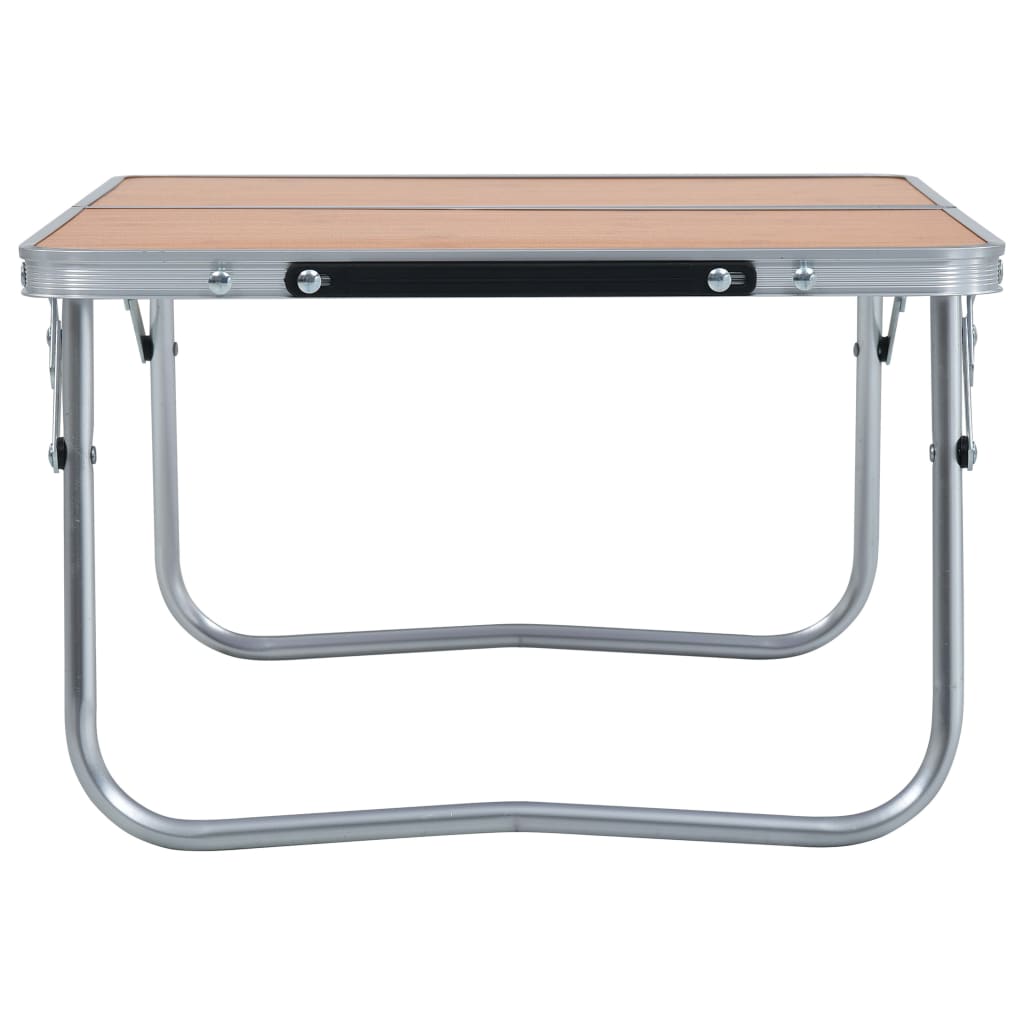 Detail van de vidaXL inklapbare campingtafel met aluminium frame, zijaanzicht.