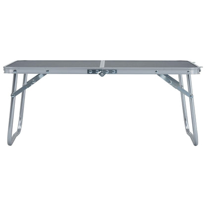 Zijaanzicht van de vidaXL inklapbare campingtafel in grijs aluminium.