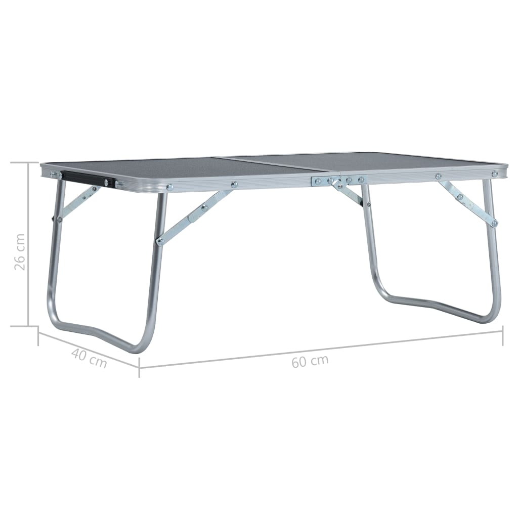 Detail van de vidaXL campingtafel, inklapbaar met aluminium frame en MDF blad, zijaanzicht.
