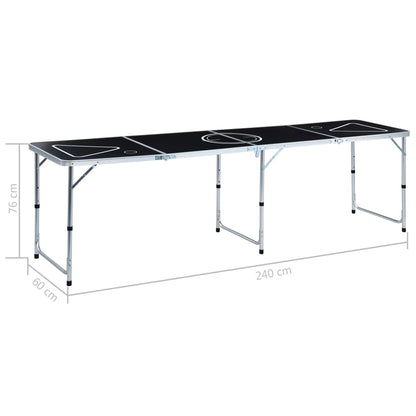 Zijaanzicht van de vidaXL inklapbare bierpongtafel van 240 cm, met waterdicht speeloppervlak.