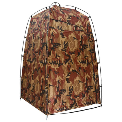 Zijaanzicht van de vidaXL douchetent in camouflage, stevig en duurzaam ontwerp.