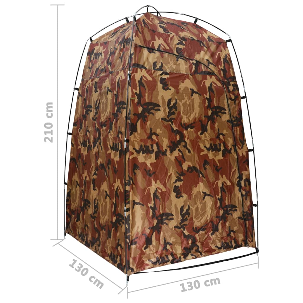 Detail van de vidaXL camouflage douchetent met een hoogte van 210 cm en een breedte van 130 cm.