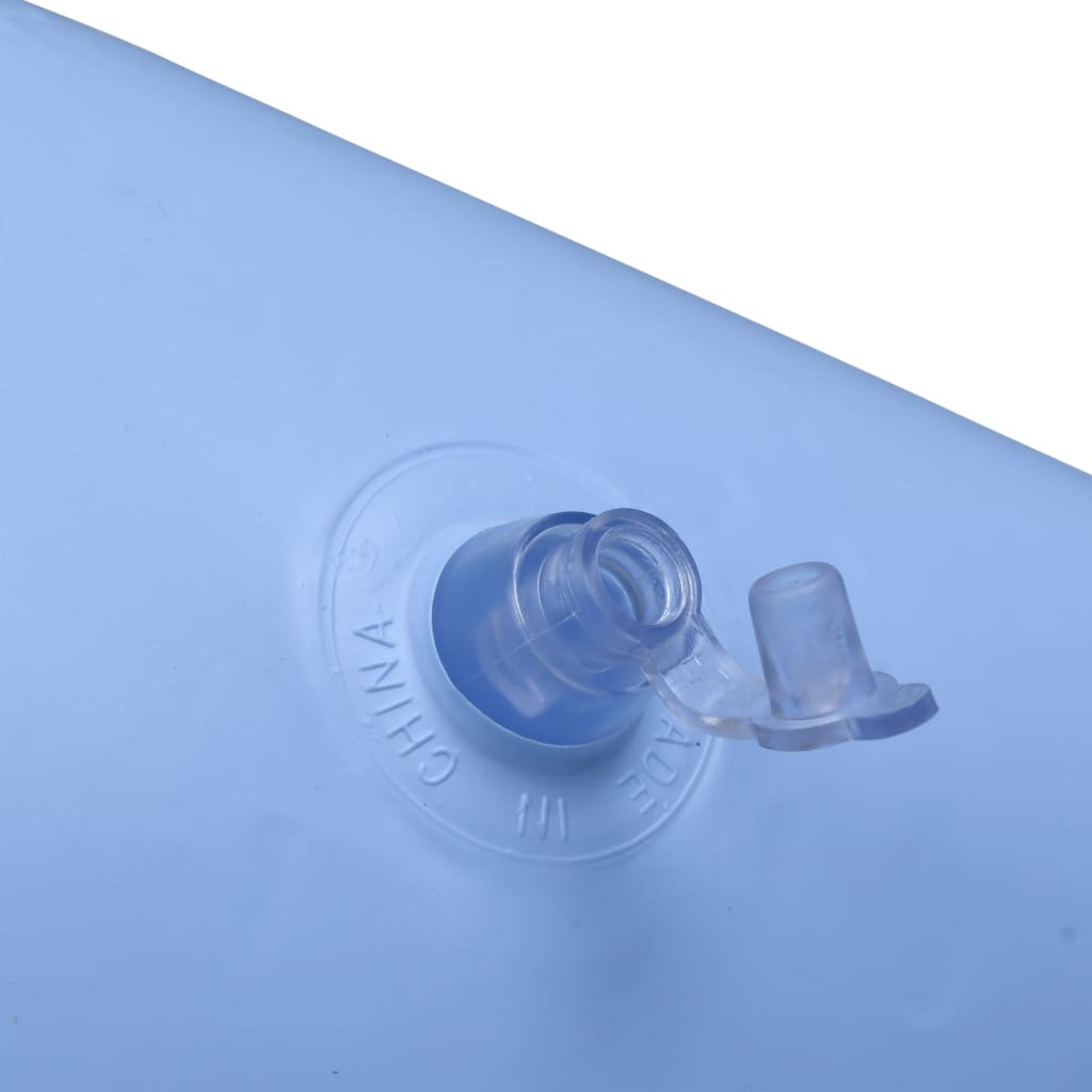 Detail van het ventiel van het vidaXL winterluchtkussen in lichtblauw PVC.