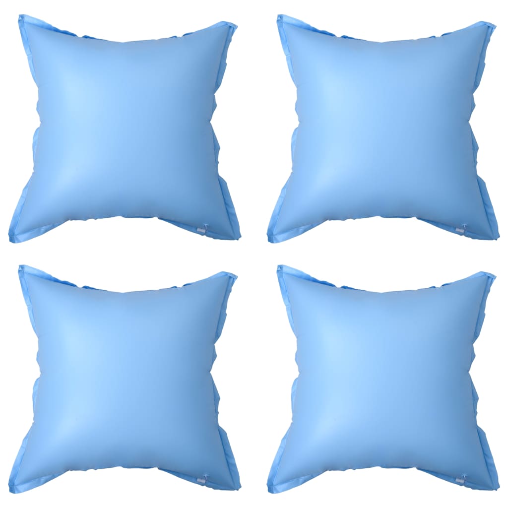 Set van vier blauwe vidaXL winterluchtkussens voor bovengronds zwembad, opblaasbaar.