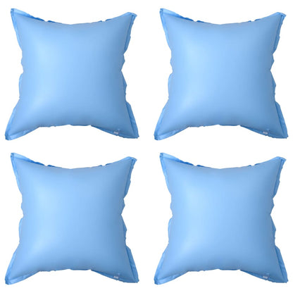 Set van vier blauwe vidaXL winterluchtkussens voor bovengronds zwembad, opblaasbaar.