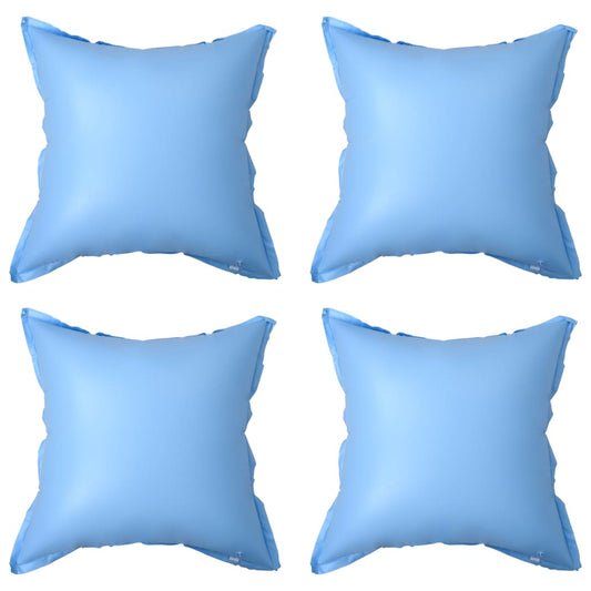 Set van vier blauwe vidaXL winterluchtkussens voor bovengronds zwembad, opblaasbaar.